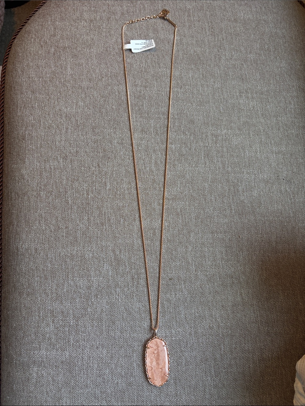 Kendra Scott Macrame Reid Canyon Rose Wood Long Pendant Necklace NWT